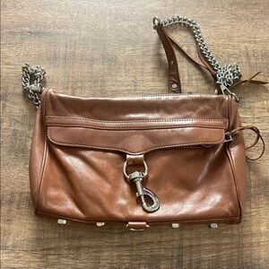 Rebecca Minkoff Brown Leather Shoulder Bag with Chain Strap